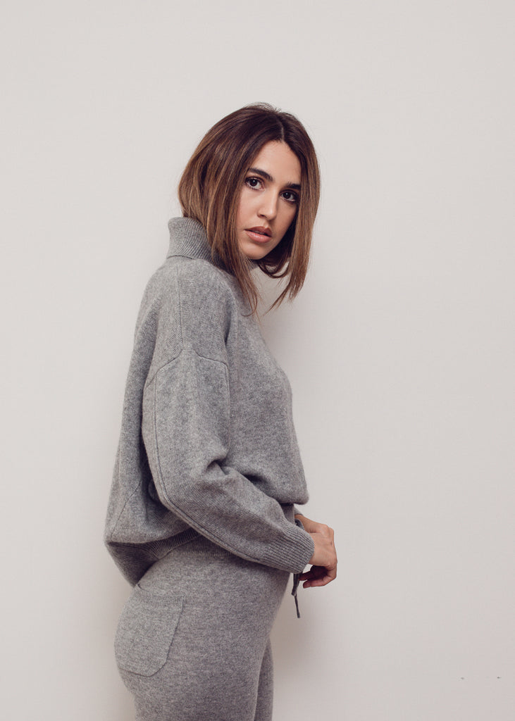 Ebony Square Cashmere Turtleneck