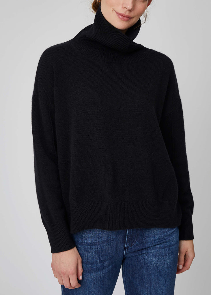 Ebony Square Cashmere Turtleneck