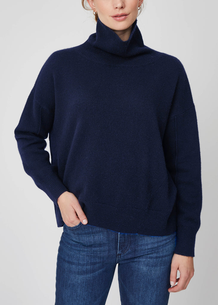Ebony Square Cashmere Turtleneck