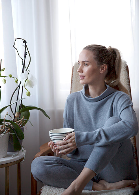 Una Organic Cotton Cashmere Lounge Pants - Grey