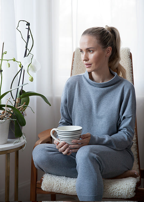 Isla Organic Cotton Cashmere Sweater - Grey